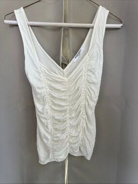Project Social T Cream Ruched V-Neck Tank